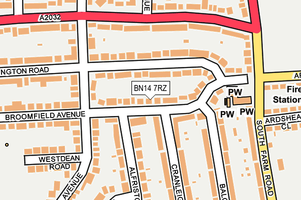 BN14 7RZ map - OS OpenMap – Local (Ordnance Survey) BN14 7RZ map - OS OpenMap – Local (Ordnance Survey)