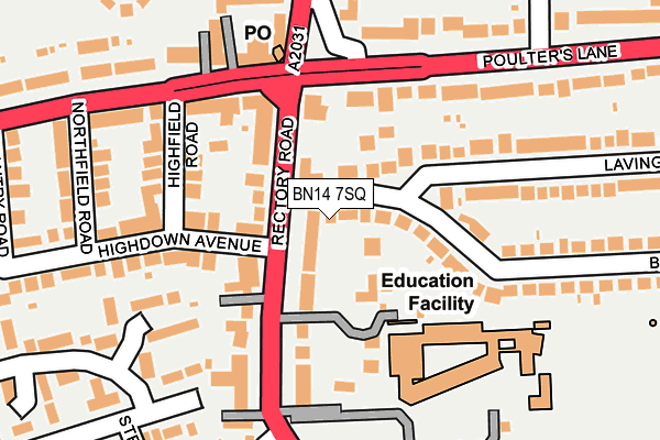 BN14 7SQ map - OS OpenMap – Local (Ordnance Survey)