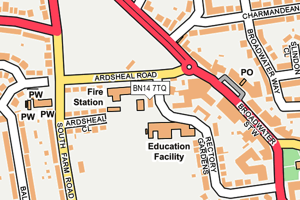 BN14 7TQ map - OS OpenMap – Local (Ordnance Survey)