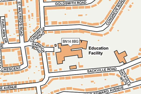 BN14 8BG map - OS OpenMap – Local (Ordnance Survey)