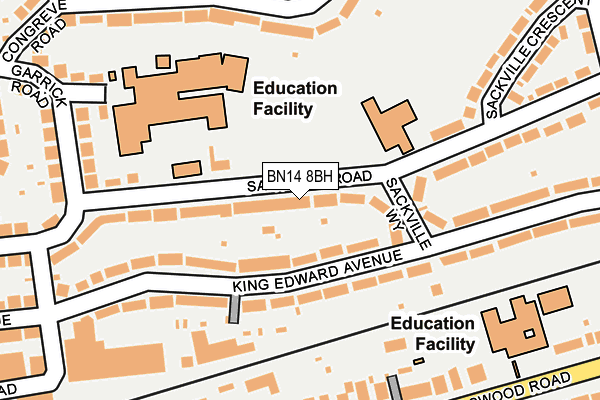 BN14 8BH map - OS OpenMap – Local (Ordnance Survey)