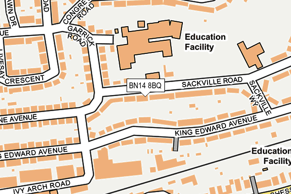 BN14 8BQ map - OS OpenMap – Local (Ordnance Survey)