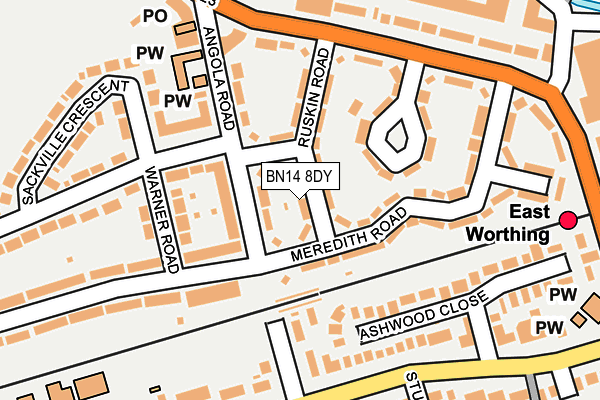 BN14 8DY map - OS OpenMap – Local (Ordnance Survey) BN14 8DY map - OS OpenMap – Local (Ordnance Survey)