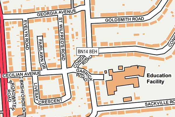 BN14 8EH map - OS OpenMap – Local (Ordnance Survey) BN14 8EH map - OS OpenMap – Local (Ordnance Survey)