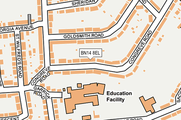 BN14 8EL map - OS OpenMap – Local (Ordnance Survey) BN14 8EL map - OS OpenMap – Local (Ordnance Survey)