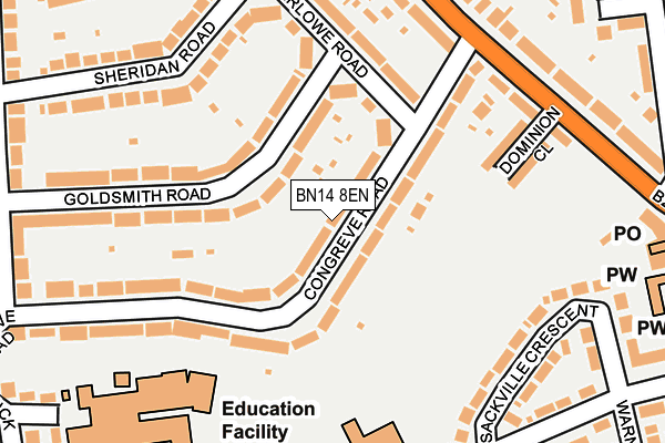 BN14 8EN map - OS OpenMap – Local (Ordnance Survey) BN14 8EN map - OS OpenMap – Local (Ordnance Survey)