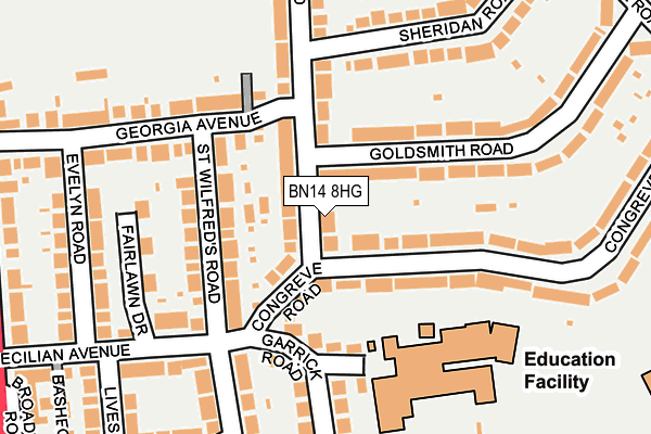 BN14 8HG map - OS OpenMap – Local (Ordnance Survey) BN14 8HG map - OS OpenMap – Local (Ordnance Survey)
