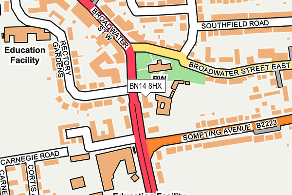 BN14 8HX map - OS OpenMap – Local (Ordnance Survey) BN14 8HX map - OS OpenMap – Local (Ordnance Survey)