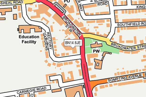 BN14 8JE map - OS OpenMap – Local (Ordnance Survey) BN14 8JE map - OS OpenMap – Local (Ordnance Survey)