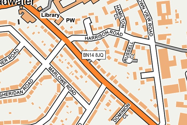 BN14 8JQ map - OS OpenMap – Local (Ordnance Survey) BN14 8JQ map - OS OpenMap – Local (Ordnance Survey)