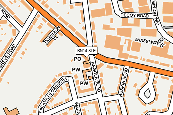 BN14 8LE map - OS OpenMap – Local (Ordnance Survey) BN14 8LE map - OS OpenMap – Local (Ordnance Survey)