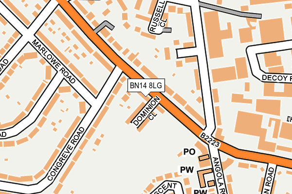 BN14 8LG map - OS OpenMap – Local (Ordnance Survey) BN14 8LG map - OS OpenMap – Local (Ordnance Survey)