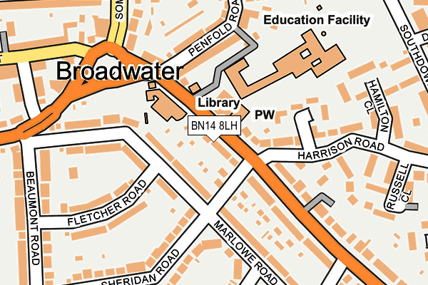 BN14 8LH map - OS OpenMap – Local (Ordnance Survey) BN14 8LH map - OS OpenMap – Local (Ordnance Survey)
