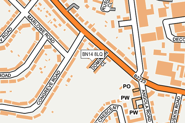 BN14 8LQ map - OS OpenMap – Local (Ordnance Survey) BN14 8LQ map - OS OpenMap – Local (Ordnance Survey)