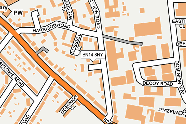 BN14 8NY map - OS OpenMap – Local (Ordnance Survey) BN14 8NY map - OS OpenMap – Local (Ordnance Survey)