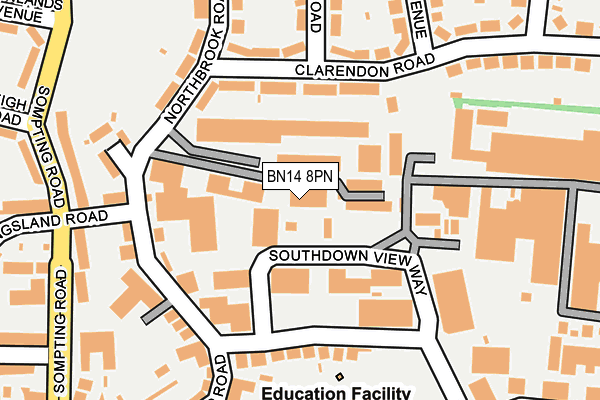 BN14 8PN map - OS OpenMap – Local (Ordnance Survey)