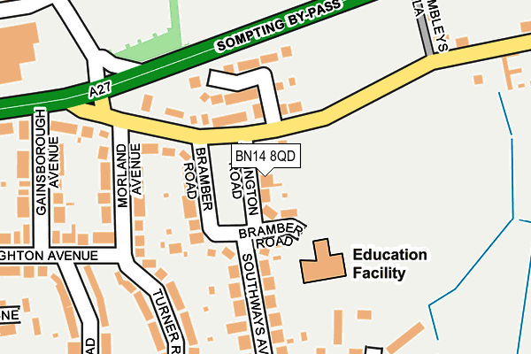 BN14 8QD map - OS OpenMap – Local (Ordnance Survey) BN14 8QD map - OS OpenMap – Local (Ordnance Survey)