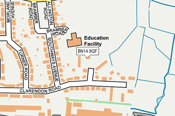 BN14 8QF map - OS OpenMap – Local (Ordnance Survey) BN14 8QF map - OS OpenMap – Local (Ordnance Survey)