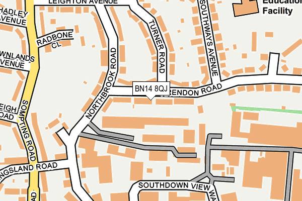 BN14 8QJ map - OS OpenMap – Local (Ordnance Survey) BN14 8QJ map - OS OpenMap – Local (Ordnance Survey)