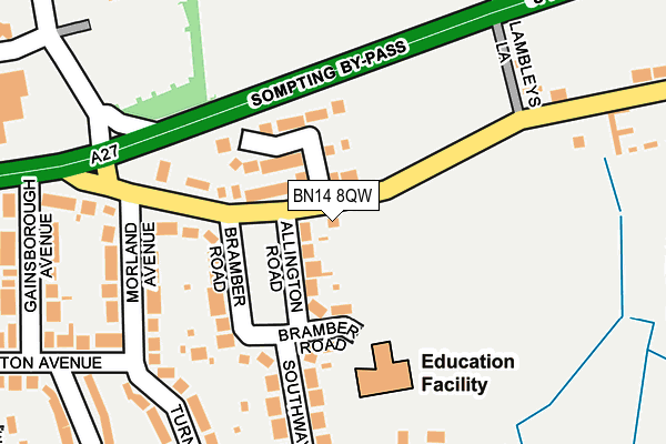 BN14 8QW map - OS OpenMap – Local (Ordnance Survey)
