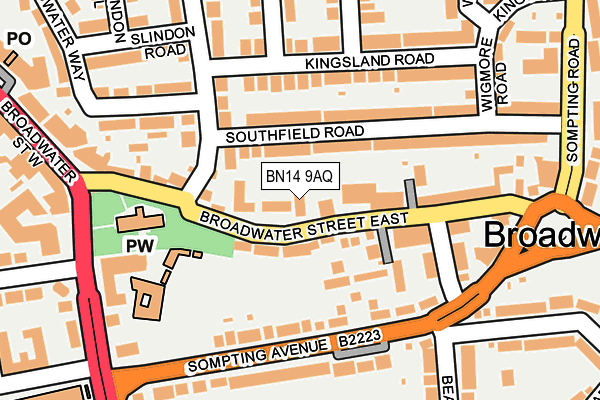 BN14 9AQ map - OS OpenMap – Local (Ordnance Survey)