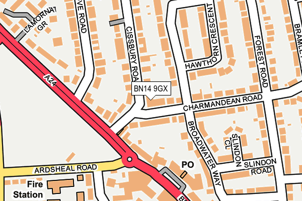 BN14 9GX map - OS OpenMap – Local (Ordnance Survey) BN14 9GX map - OS OpenMap – Local (Ordnance Survey)