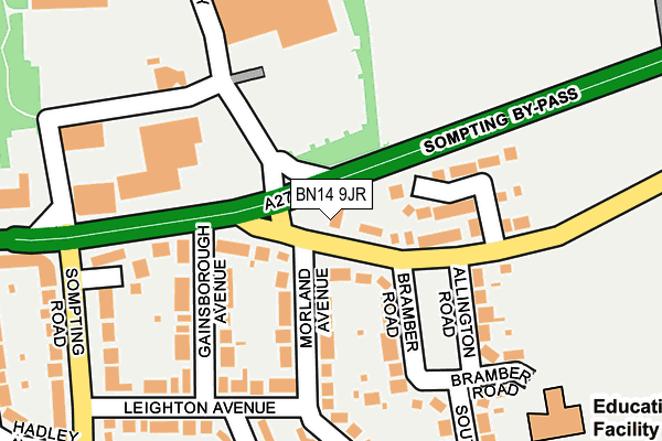 BN14 9JR map - OS OpenMap – Local (Ordnance Survey) BN14 9JR map - OS OpenMap – Local (Ordnance Survey)