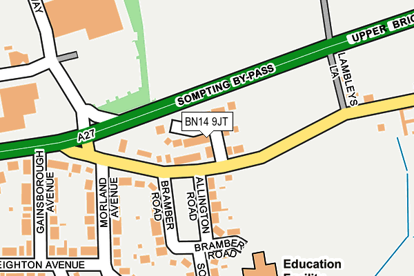 BN14 9JT map - OS OpenMap – Local (Ordnance Survey) BN14 9JT map - OS OpenMap – Local (Ordnance Survey)