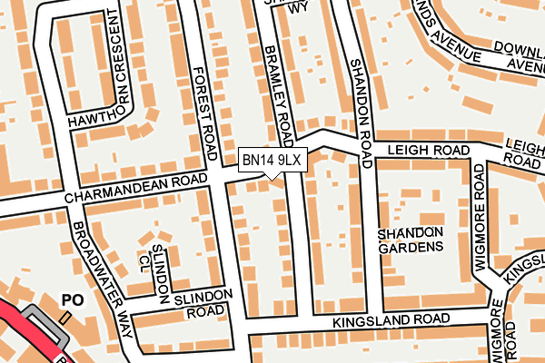 BN14 9LX map - OS OpenMap – Local (Ordnance Survey) BN14 9LX map - OS OpenMap – Local (Ordnance Survey)