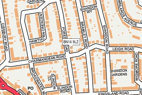 BN14 9LZ map - OS OpenMap – Local (Ordnance Survey) BN14 9LZ map - OS OpenMap – Local (Ordnance Survey)