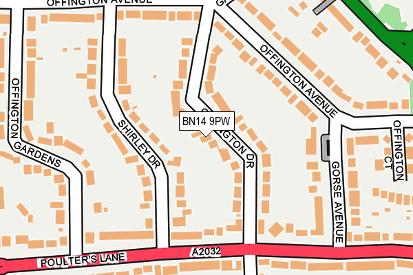 BN14 9PW map - OS OpenMap – Local (Ordnance Survey)