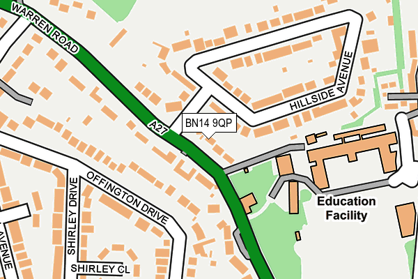 BN14 9QP map - OS OpenMap – Local (Ordnance Survey) BN14 9QP map - OS OpenMap – Local (Ordnance Survey)