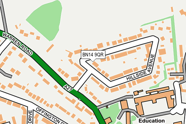 BN14 9QR map - OS OpenMap – Local (Ordnance Survey) BN14 9QR map - OS OpenMap – Local (Ordnance Survey)