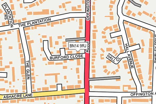 BN14 9RJ map - OS OpenMap – Local (Ordnance Survey) BN14 9RJ map - OS OpenMap – Local (Ordnance Survey)