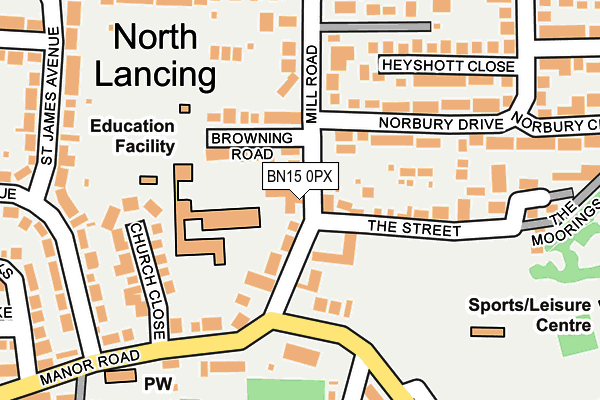 BN15 0PX map - OS OpenMap – Local (Ordnance Survey) BN15 0PX map - OS OpenMap – Local (Ordnance Survey)