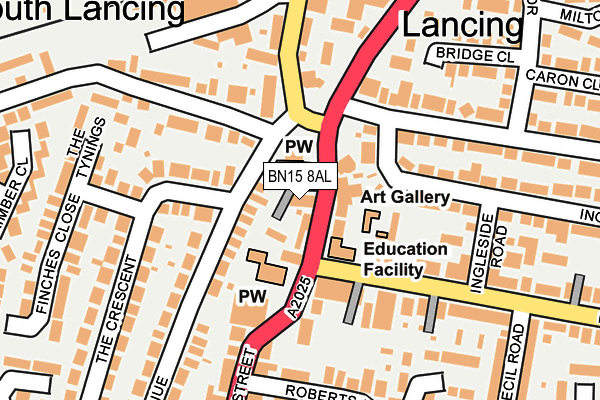 BN15 8AL map - OS OpenMap – Local (Ordnance Survey)
