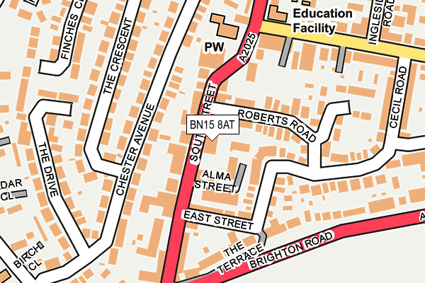 BN15 8AT map - OS OpenMap – Local (Ordnance Survey) BN15 8AT map - OS OpenMap – Local (Ordnance Survey)