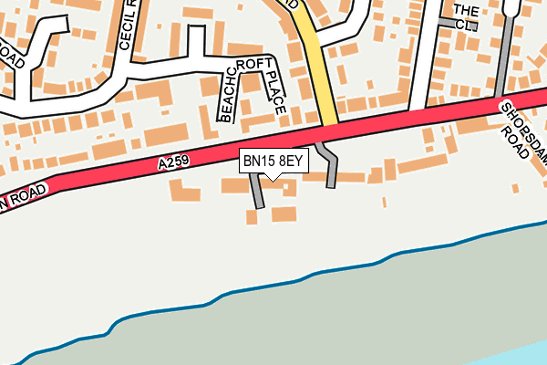 BN15 8EY map - OS OpenMap – Local (Ordnance Survey) BN15 8EY map - OS OpenMap – Local (Ordnance Survey)