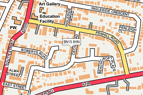 BN15 8HN map - OS OpenMap – Local (Ordnance Survey)