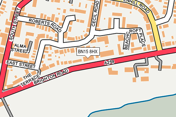 BN15 8HX map - OS OpenMap – Local (Ordnance Survey) BN15 8HX map - OS OpenMap – Local (Ordnance Survey)