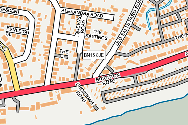 BN15 8JE map - OS OpenMap – Local (Ordnance Survey)