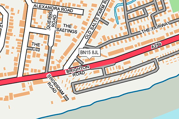 BN15 8JL map - OS OpenMap – Local (Ordnance Survey) BN15 8JL map - OS OpenMap – Local (Ordnance Survey)
