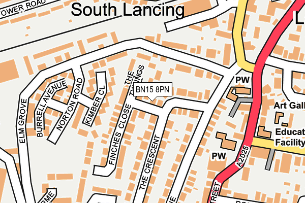 BN15 8PN map - OS OpenMap – Local (Ordnance Survey)