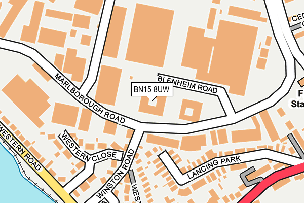 BN15 8UW map - OS OpenMap – Local (Ordnance Survey) BN15 8UW map - OS OpenMap – Local (Ordnance Survey)