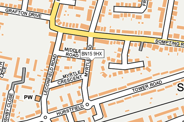 BN15 9HX map - OS OpenMap – Local (Ordnance Survey) BN15 9HX map - OS OpenMap – Local (Ordnance Survey)