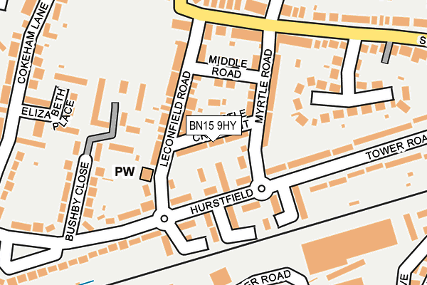 BN15 9HY map - OS OpenMap – Local (Ordnance Survey) BN15 9HY map - OS OpenMap – Local (Ordnance Survey)