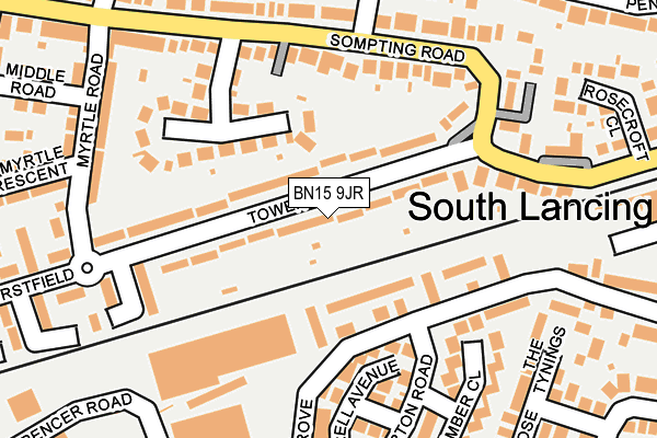 BN15 9JR map - OS OpenMap – Local (Ordnance Survey)