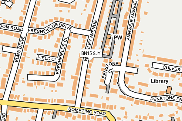 BN15 9JY map - OS OpenMap – Local (Ordnance Survey) BN15 9JY map - OS OpenMap – Local (Ordnance Survey)