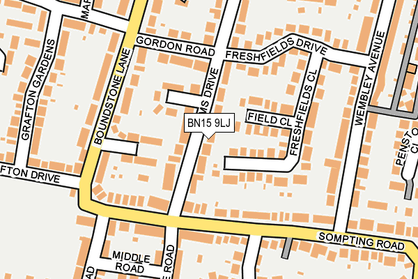 BN15 9LJ map - OS OpenMap – Local (Ordnance Survey) BN15 9LJ map - OS OpenMap – Local (Ordnance Survey)