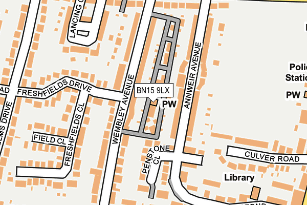 BN15 9LX map - OS OpenMap – Local (Ordnance Survey) BN15 9LX map - OS OpenMap – Local (Ordnance Survey)